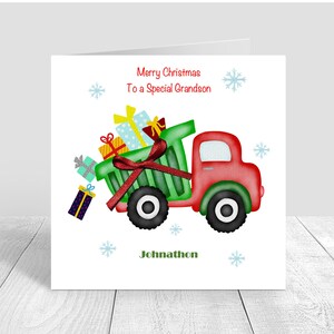 Jungen Weihnachtskarte Müllwagen handgemacht / personalisierte Enkel / Sohn / Neffe / Cousin