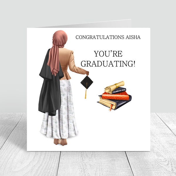 Graduation Card For Muslim Women Personalised Congratulations / Well done / Grad Student / You did it / Handmade Graduation greetings card