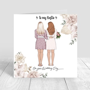 Biglietto personalizzato per il giorno del matrimonio per la migliore amica sorella cugina Varie acconciature fatte a mano damigella d'onore damigella d'onore Bestie Bride 620