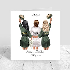 Carte de mariage personnalisée, carte de mariage faite main pour meilleur ami/soeur/cousin, style robes de mariée, carte de tribu de mariée, équipe de mariée 1237