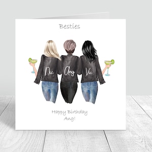 Besties/Sisters /Friends Happy Birthday Handmade Card 18th 21st 25th 30th 35th 40th 50th 60th Personalised