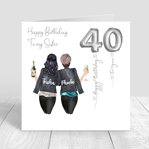 Carte personnalisée joyeux anniversaire meilleure amie pour femme pour sa sœur, meilleure amie, cousine 18e 21e 25e 30e 35e 40e 50e 60e 396