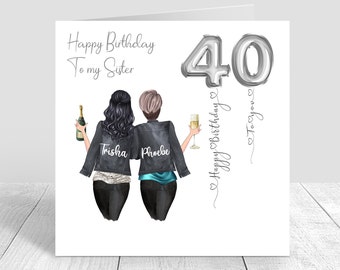 Women's Personalised Best Friend Happy Birthday Handmade Card for her Sister Bestie Cousin 18th 21st 25th 30th 35th 40th 50th 60th 396