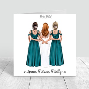 Team Bride Personalisierte Karte Geschenke für Braut/Brautjungfern Handgefertigte personalisierte Karte für die beste Freundin/Schwester/Cousin/Bestie/individuelle Frisur