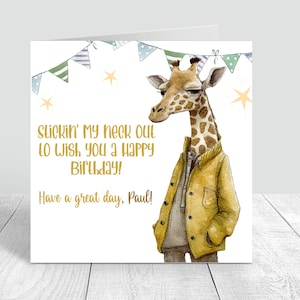 Biglietto di compleanno divertente personalizzato per uomini e donne, con giraffa, umorismo, biglietto fatto a mano per figlia, mamma, partner, amico, marito, nipote, Bestie 450
