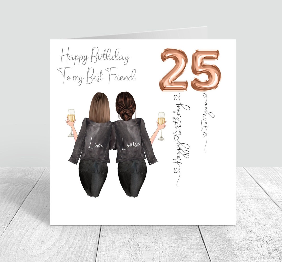 Women's Personalised Best Friend Happy Birthday Handmade Card for Her ...