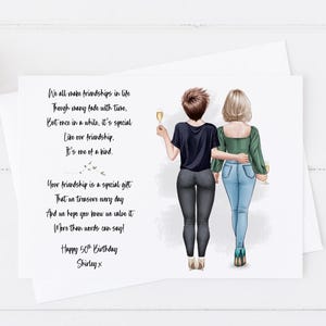 Womens Personalised Birthday Card Girl Group Women's Handmade 18th 21st 30th 40th 50th Large Card Women's for her Friend Any age 1616