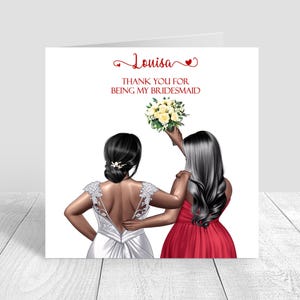 Thank you for being my Bridesmaid Card /Maid of Honour Card,Personalised card Team Bride, Bride Tribe, Best Friend,Sister,Wedding robes 1622
