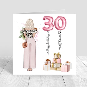 Personalisierte Mädchen alles Gute zum Geburtstagkarte 18.21.25.28.30.40.Karte Handgemachte Geburtstags-Enkelin Tochter Nichte Schwester 1309