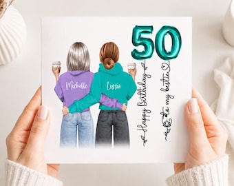 Personalised Birthday Card for Best Friend, Custom Women's Birthday Card for Her, 30th 40th 50th 60th Birthday Card, Bestie Birthday 2760
