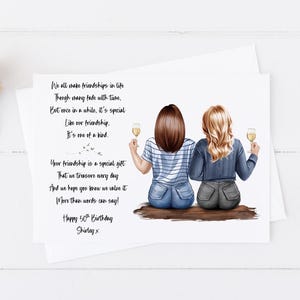 Women's Personalised Birthday Card Girl Group Women's Handmade 18th 21st 30th 40th 50th Large Card Women's for her Friend Any age 1653