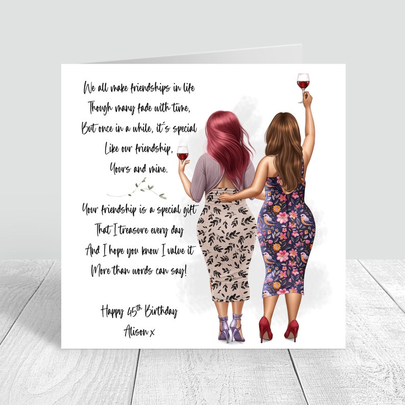 Personalised Women's Happy Birthday Card Best Friend Handmade Card for ...