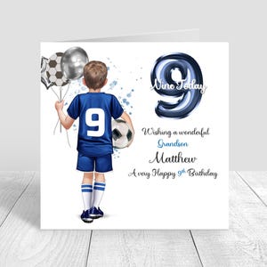 Personalised Boys Football Birthday Card,Happy Birthday Soccer Card,Greeting Card,Blue football Kit Birthday Card,Son 5th 6th 8th 1801