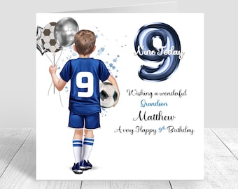 Personalised Boys Football Birthday Card,Happy Birthday Soccer Card,Greeting Card,Blue football Kit Birthday Card,Son 5th 6th 8th 1801