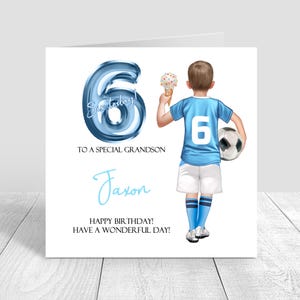 Personalised Boys Football Birthday Card,Happy Birthday Soccer Card,Greeting Card,Blue football Kit Birthday Card,Son 5th 6th 8th 1771