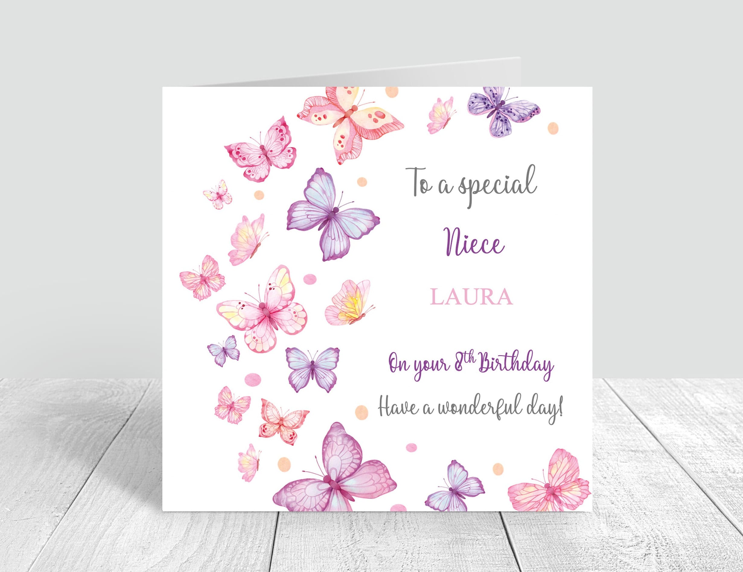 Carte D'anniversaire Personnalisée Papillon Pour Filles Carte D'anniversaire Rose Faite Main Pour Fille Petite-fille Nièce Soeur Amie 3e 4e 5e 6e 568 - France