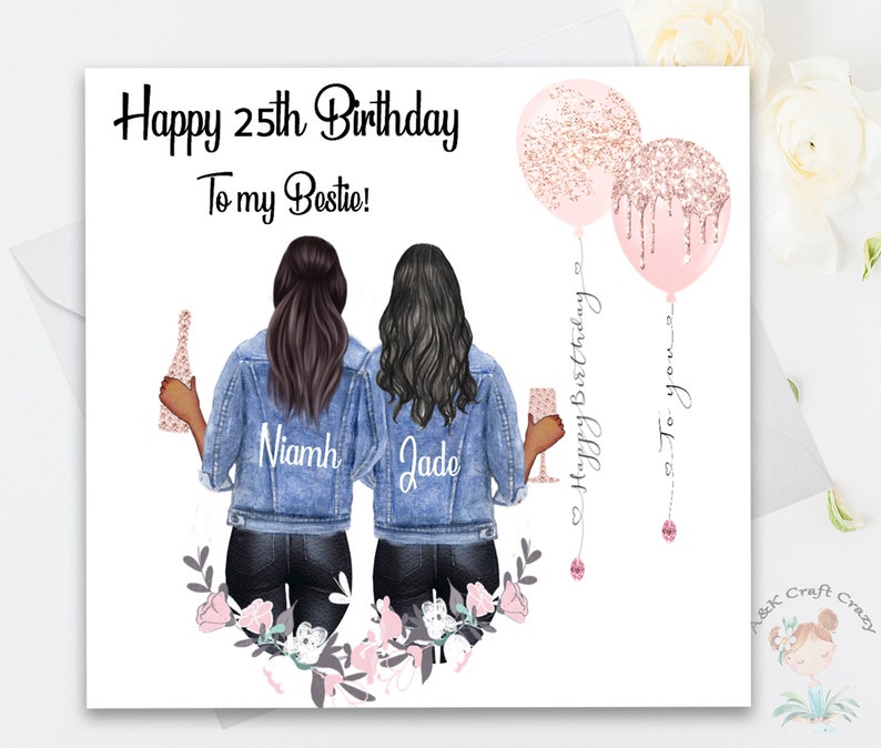 Birthday Card Women's Best Friend Handmade/ Personalised - Etsy
