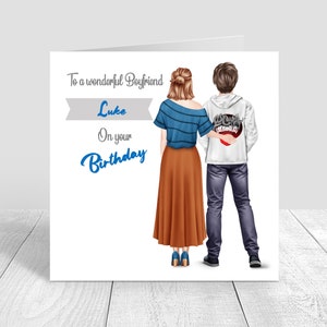 Boyfriend Handmade Birthday Card Personalised For Men * Customise Hair * Greeting Card