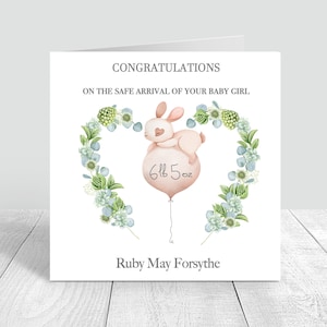 Carte pour bébé fille Carte personnalisée pour nouveau-né Carte de félicitations pour bébé précieux Nouveaux parents Carte pour bébé adorable