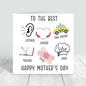 Tarjeta feliz del día de la madre, a la mejor mamá, mamá, tarjeta de felicitación de mamá, mejor oyente tarjeta única del día de las madres 833