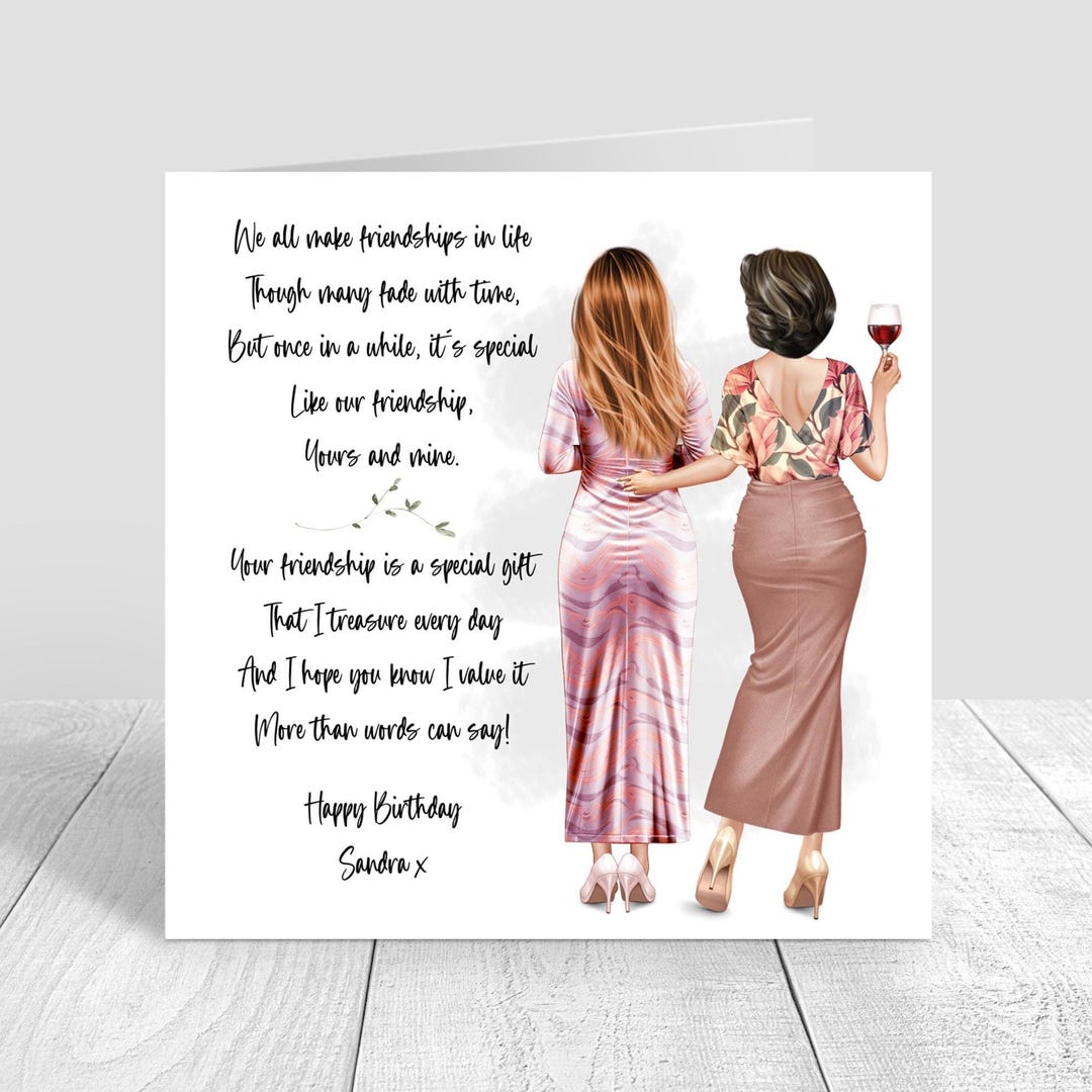 Women's Personalised Best Friend Happy Birthday Handmade Card for ...