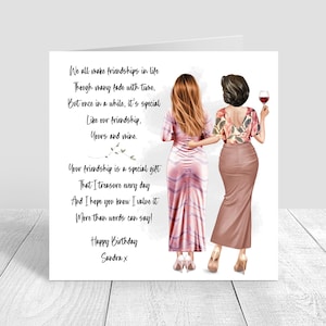Women's Personalised Best Friend Happy Birthday Handmade Card for Friend| Bestie Special Friend 18th 21st 25th 30th 35th 40th 50th 60th 1617