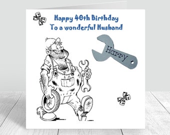 Mens Mechanic Birthday Card Handmade and Personalised 18th /21st/ 25th/ 20th / 40th / 50th/  60th