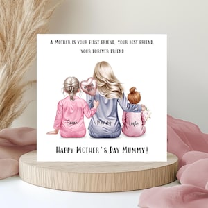 Personalised Happy Mother's Day Card Handmade, Mum and Daughters, Gifts For Mum, Greeting Card, Mummy / Mom/ With love card,Mum & Girls 1599