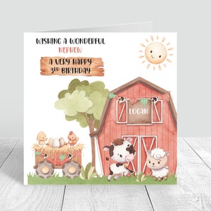 Filles/Garçons Personnalisé Ferme Carte d’anniversaire Faite à la main Thème de la ferme Grange Animaux Carte de vœux 1er 2ème 3ème 4ème 5ème 487