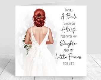 Personalised Daughter Wedding Day Card, To My Daughter Card, Cards For Daughter, Bride, On Your Wedding Day, Today a Bride Card 1513