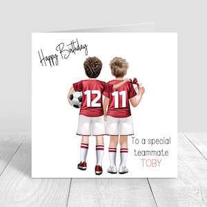 Personalised Boys Football Birthday Card,Happy Birthday Soccer Card, Greeting Card,red football Kit Birthday Card, 5th 6th 8th 12th 1537