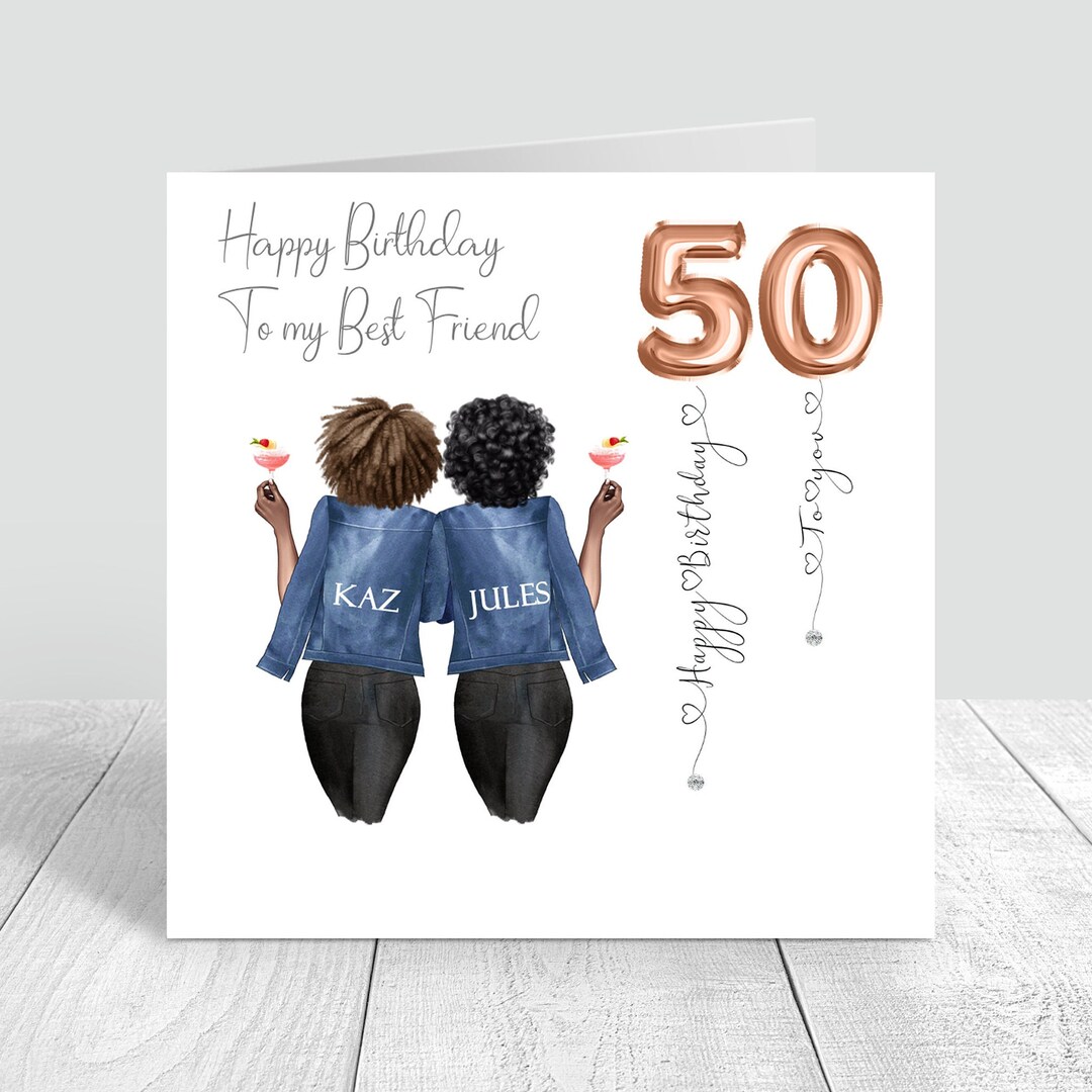 Women's Personalised Best Friend Happy Birthday Handmade Card for Her ...