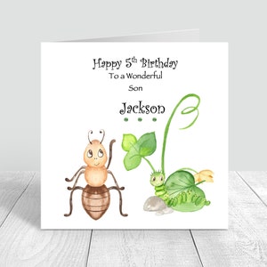 Biglietto d'auguri personalizzato per ragazzi Bugs Biglietto d'auguri fatto a mano per il primo compleanno per fratello figlio nipote nipote bambini 2° 3° 4° compleanno