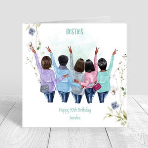 Womens Birthday card, Besties/Sisters /Friends Happy Birthday Handmade Card,18th 21st 25th 30th 35th 40th 50th 60th Personalised 1614