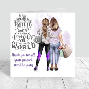 Tarjeta personalizada del Día de la Madre Feliz Mamá hecha a mano / Mamá / Púrpura Con amor Regalo personalizado del Día de la Madre / Tarjeta de hija 357