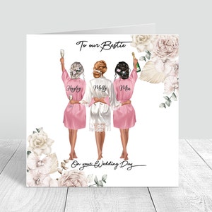 On Your Wedding Day Handgemachte personalisierte Karte für Beste Freundin / Schwester / Cousine Verschiedene Frisuren / Boho / Boho-Stil Hochzeitskarte 202