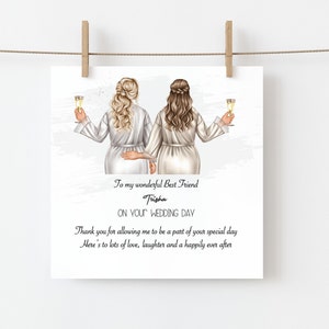 On Your Wedding Day Handmade Personalised Card for Best Friend/ Sister/ cousin Various Hairstyles 108 zdjęcie 9