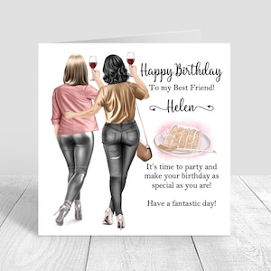 Biglietto di auguri di buon compleanno personalizzato per la migliore amica da donna per il regalo di compleanno di sua sorella, la migliore amica, la cugina, 18, 21, 25, 30, 35, 40, 50, 60, 540