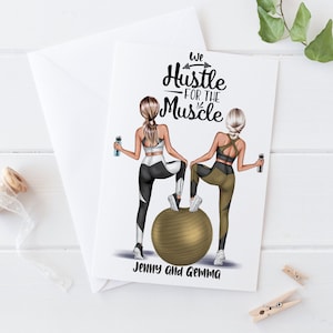 Carte d'anniversaire personnalisée pour femme, amie de la salle de sport, carte de joyeux anniversaire pour femme, carte d'amis d'exercice, grande carte d'anniversaire pour elle 0048