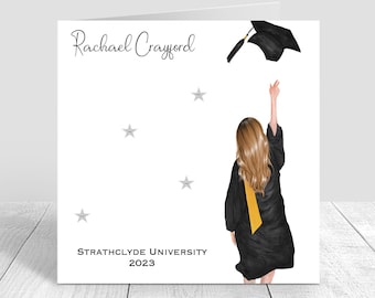 Graduation Handmade Card For Women | Personalised | Congratulations Graduation Gifts CUSTOMISE HAIR