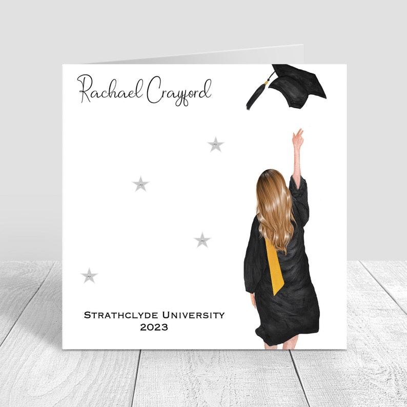 Carte de vœux faite main pour femme | Personnalisé | Félicitations, cadeaux de remise des diplômes PERSONNALISATION DES CHEVEUX image 1