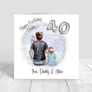 Personalised Mens Birthday Card Handmade Card, Dad & Son's Birthday Card, Cards for Dad, Greetings Card, Happy Birthday 30th 40th 1608