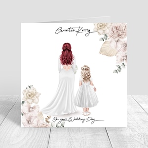 Bride & Flower Girl On Your Wedding Day Card Handmade Personalised Card for Auntie / Sister,Mum ,boho, bohemian style wedding card 1695