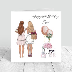 Carte personnalisée joyeux anniversaire meilleure amie pour femme pour sa soeur, meilleure amie, cousine 18e 21e 25e 30e 35e 40e 50e 60e