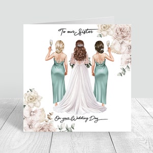 Personnalisée le jour de votre mariage pour meilleure amie/soeur/cousin Diverses coiffures/bohème/carte de mariage de style bohème fait main 1135