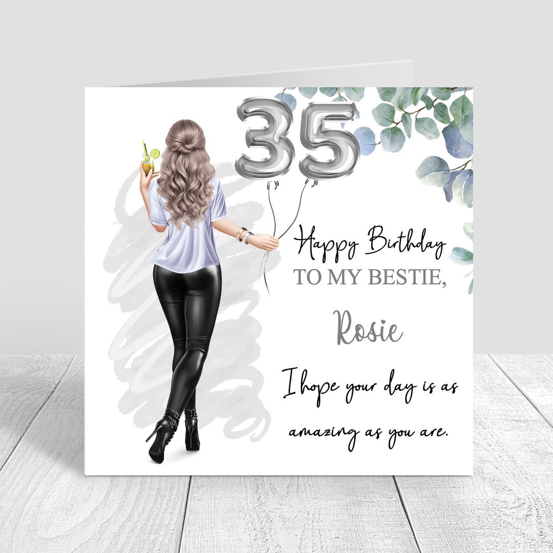 Biglietto di compleanno personalizzato - Numero floreale femminile - Qualsiasi età - 18° 21° 30° 40° 50° 60° 70° 80° 90° 100° BC54 - Italia