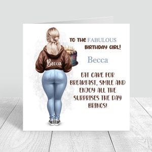 Vrouwen Happy Birthday kaart gepersonaliseerde handgemaakte kaart voor haar zus Bestie Cousin 18e 21e 25e 30e 35e 40e 546