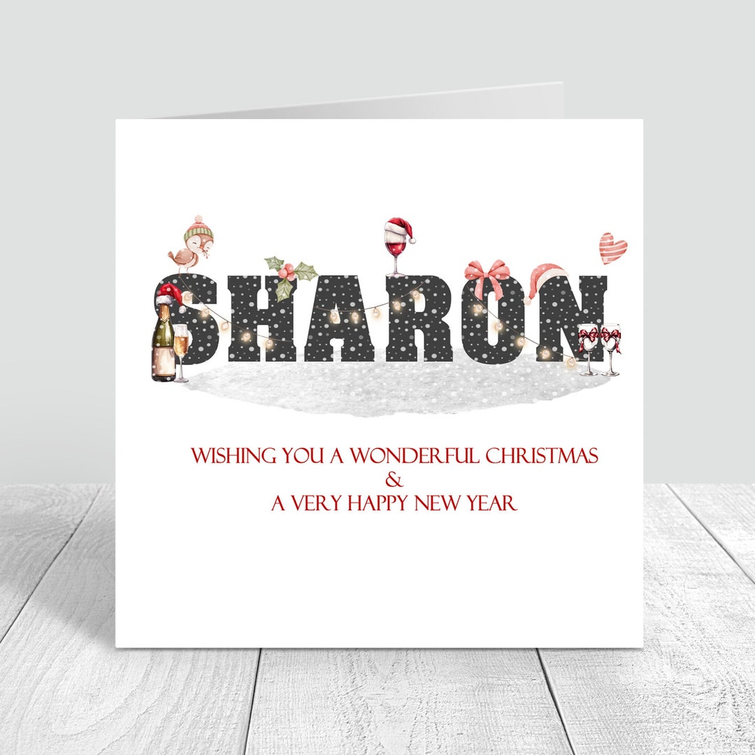 Personalised Large Name Christmas Card Men Women Family Xmas Etsy