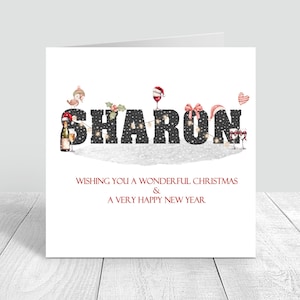 Biglietto di Natale personalizzato con nome grande per uomini, donne, biglietto di Natale per famiglia, figlia, nipote, nipote, biglietto d'auguri per nipote 636