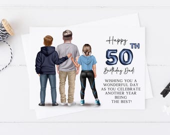 Personalised Happy Birthday Card For Dad, Son & Daughter, Handmade 40th 50th 60th 70th Large Card, Happy Birthday Dad Family Keepsake 1896